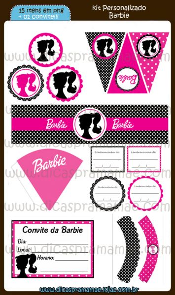 Kit Completo para imprimir Barbie R$ 30,00